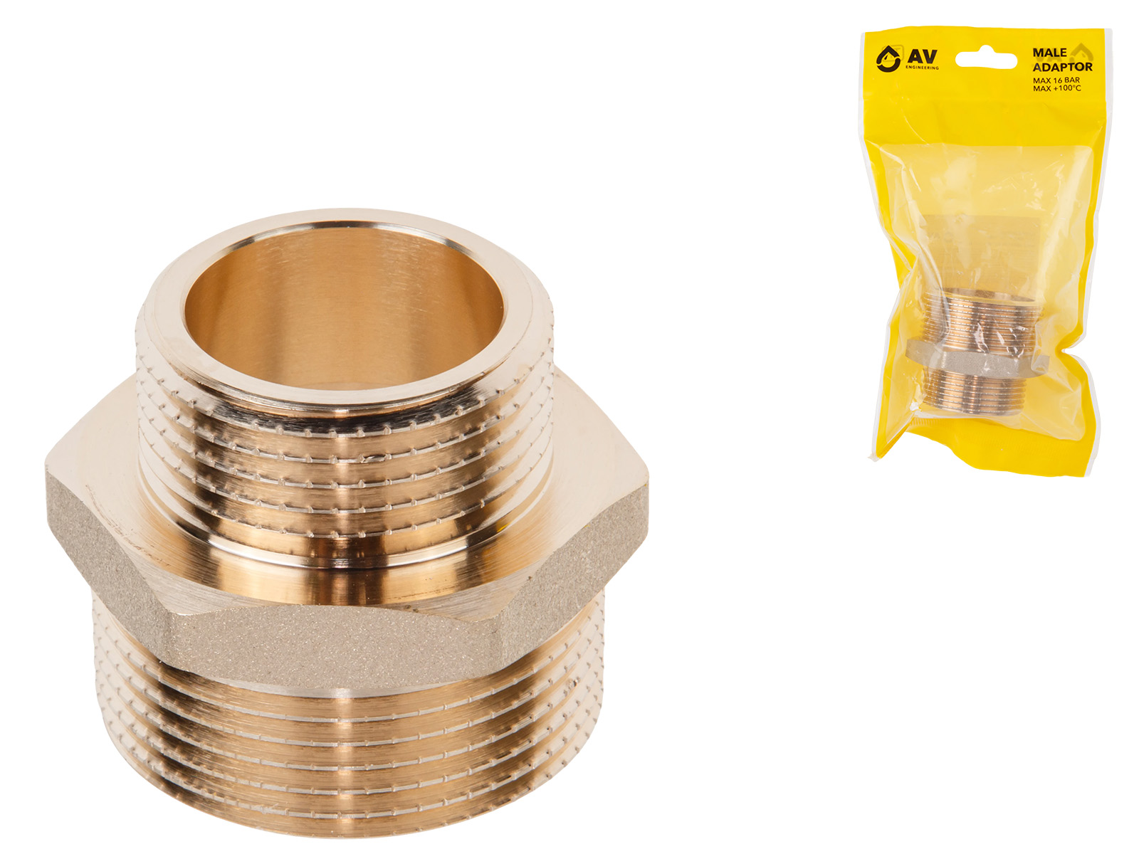 Ниппель ред. 1 1/4″ нар. х 1″ нар., AV Engineering (инд. упак.)