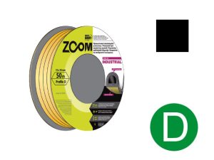 Уплотнитель гаражный «D» 12ммх10мм черный сдвоенный профиль (2х25м) ZOOM INDUSTRIAL