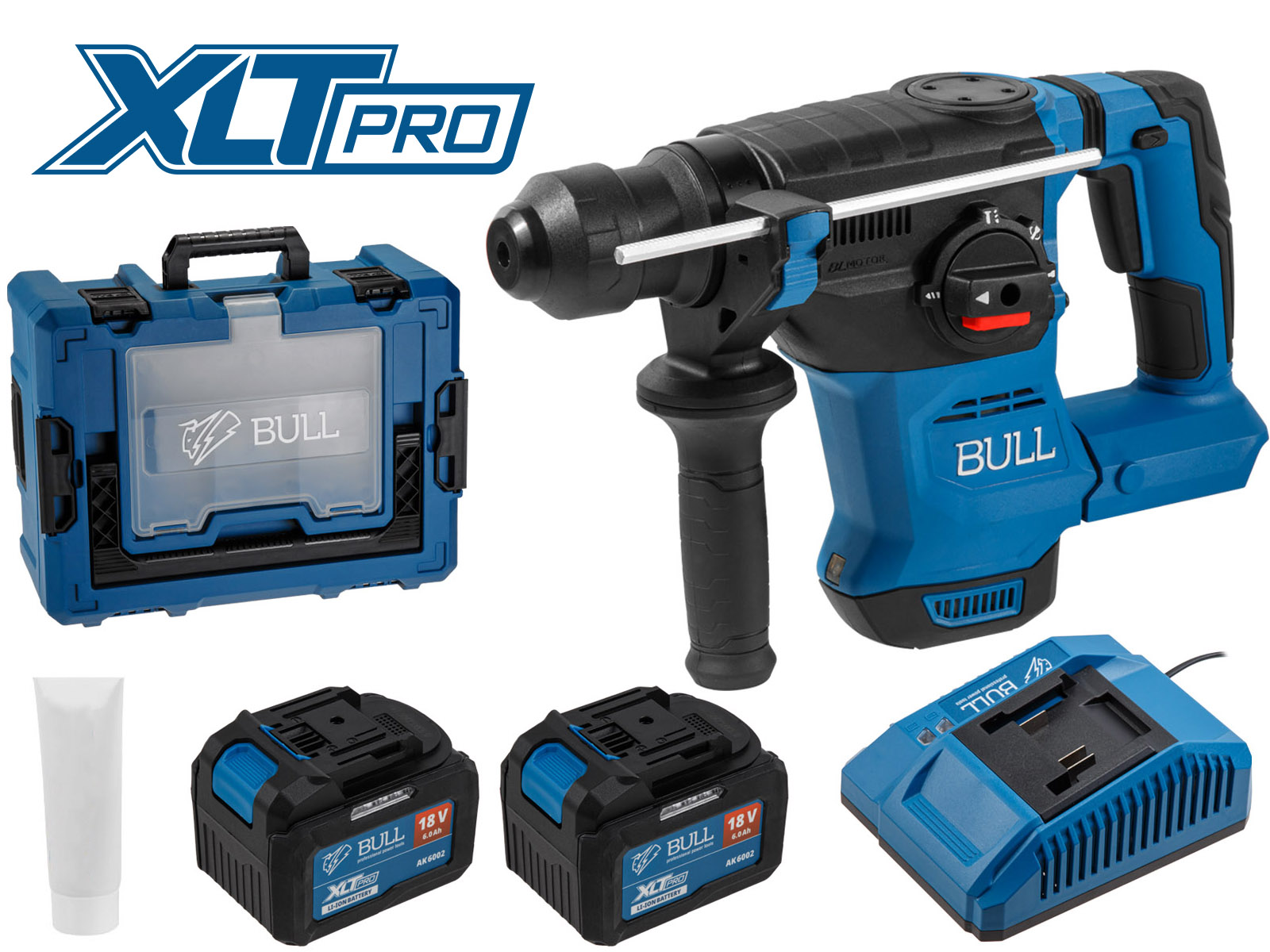 Аккум. перфоратор BULL CBH 1826 Xcase, XLTpro, БЕСЩЕТ., 18 В, 2.6 Дж, 26 мм, 2×6 А*ч, з/у