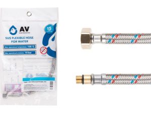 Подводка гибкая, SUS, иголка м10 короткая — гайка 1/2″ 50 см AV Engineering