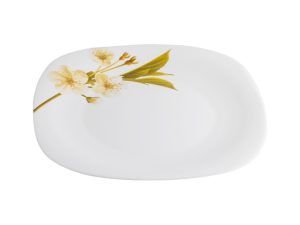 Тарелка обеденная стеклокерамическая, 278 мм, квадратная, серия SNOWDROP (Подснежник), DIVA LA OPALA