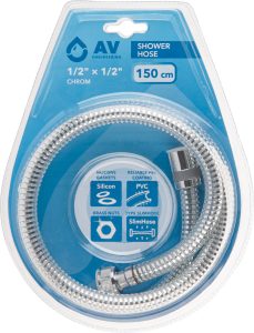 Шланг душевой PVC, 1/2″ г-г 150 см, хром, AV Engineering