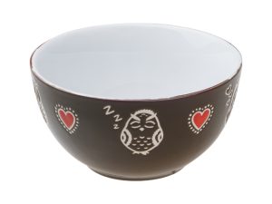 Салатник керамический, 140 мм, круглый, серия Влюбленная сова, коричневый, PERFECTO LINEA