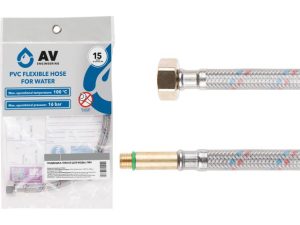 Подводка гибкая, ПВХ, иголка м10 длинная — гайка 1/2″ 50 см AV Engineering