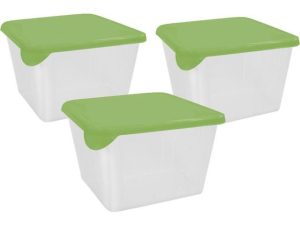Набор контейнеров д/хранения и заморозки продуктов, 3 шт., квадратные 0,45 л, фисташка, SUGAR&SPICE