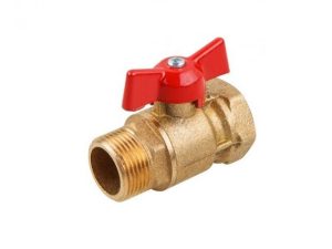 Кран шаровый стандарт. 1/2″ вн. х 3/4″ нар. бабочка PN1,6 МПа, 11Б27п7, Цветлит