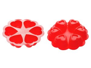 Форма для выпечки, силиконовая, круглая на 6 сердец, 25 х 4.5 см, красная, PERFECTO LINEA
