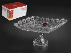 Блюдо стеклянное на ножке, прямоугольное, 340х210 мм, Мэй-жи (Mey-ji), SAKURA