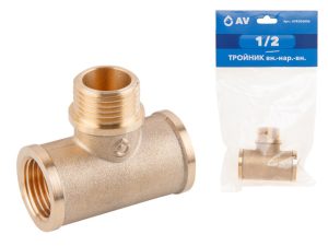 Тройник 1/2″ вн.-нар.-вн., AV Engineering (инд. упак.)