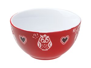 Салатник керамический, 140 мм, круглый, серия Влюбленная сова, красный, PERFECTO LINEA