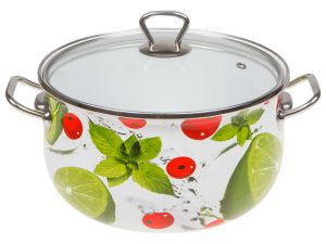 Кастрюля стальная эмалированная, 4.8 л, серия Сочный лайм, PERFECTO LINEA
