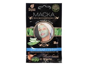 Глина косметическая для лица и тела, маска голуб. с микроэ.и экстр. алое-вера, 30 мл,»Банные штучки»