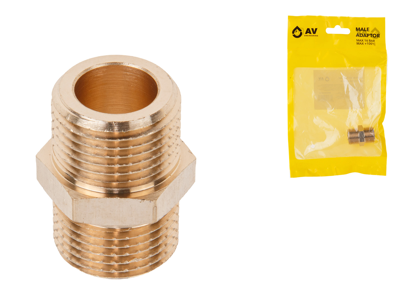 Ниппель 3/8″ нар.-нар., AV Engineering (инд. упак.)