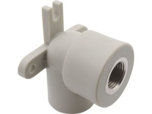 Колено ПП комб. с креплен. вн. 20х1/2″, сер. FV Plast