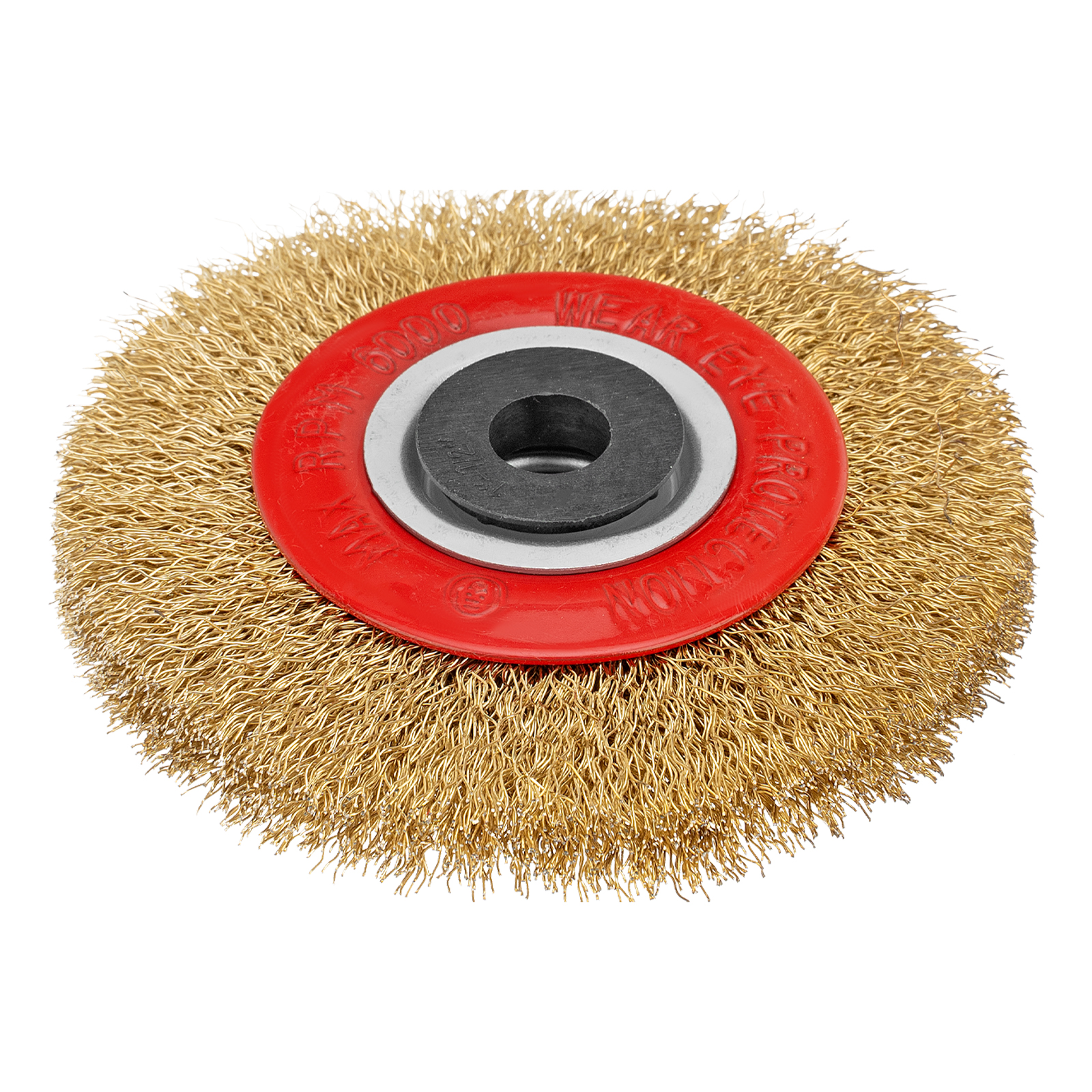 Щетка для точила, 100 мм, посадка 20 мм, плоская, латунир. витая проволока Matrix