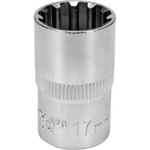 Головка торцевая spline 1/2" 6гр. 17мм L38мм CrV на держателе "Yato"