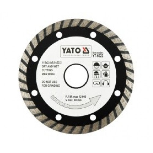 Круг алмазный 115×22,2мм (турбо) "Yato"