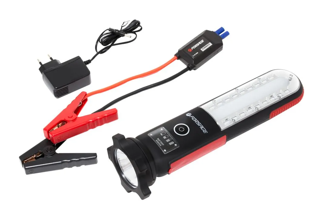 Фонарь светодиодный аккумуляторный с накопителем и функцией пуска а/м(12V,12000mAH,400Amp,480/60Lumen-бок/торц.свет,водонепр.IP54, магит,инд. зарядки)