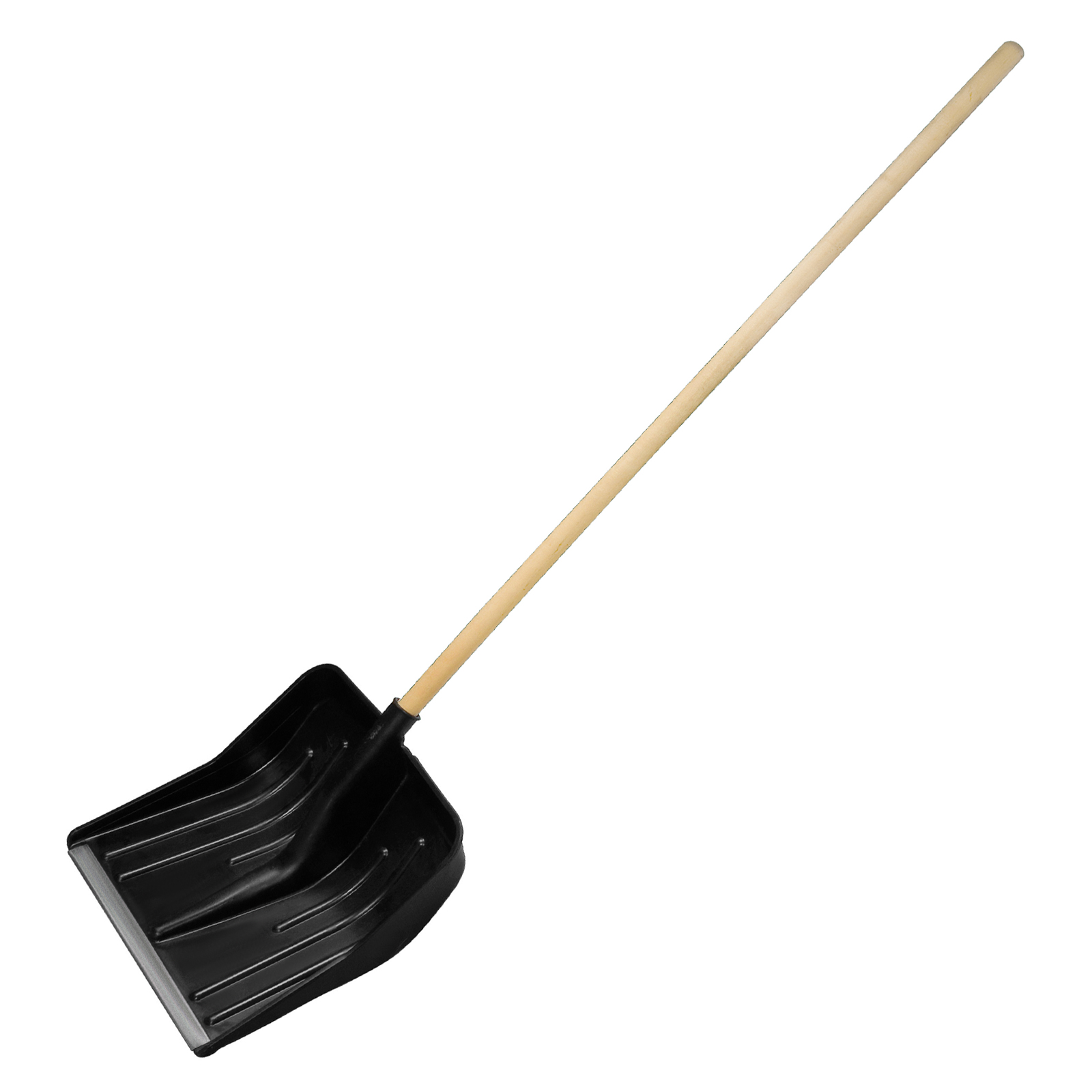 Лопата для уборки снега пластиковая, 400х420х1425 мм, деревянный черенок 1 сорт, Сибртех