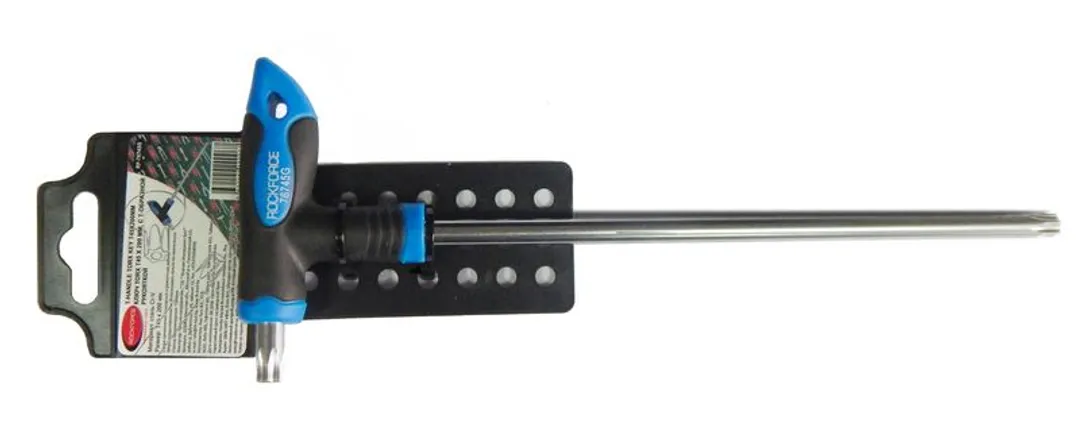 Ключ Т-образный TORX с прорезиненной рукояткой T25х100мм, на пластиковом держателе