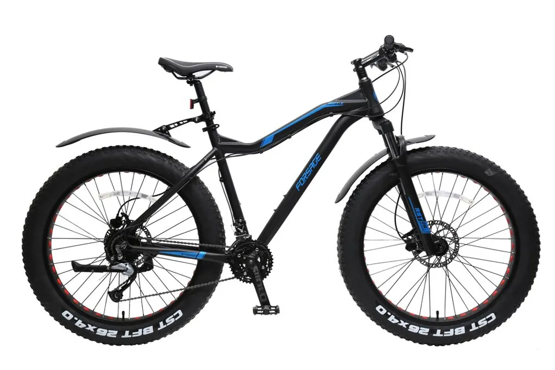 Велосипед Фэтбайк Riot-x(рамаAl 6061,колесо26»,пер/зад покр.4», 27скоростей Shimano Acera,вилка RST Guid,тормозаTektro,седло Velo,рост до175см,черный)