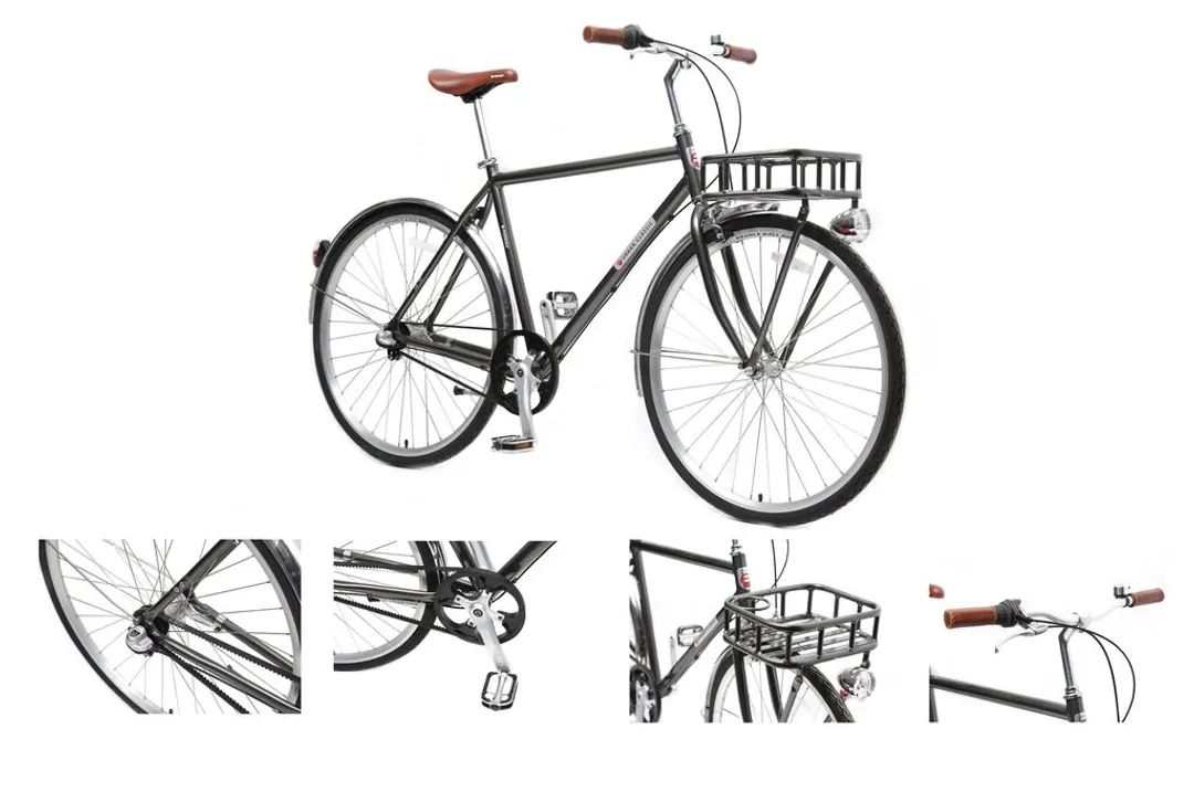 Велосипед Urban Classic M(Al 6061,колесо700с,пер/зад покр35C,3 планетар. скорости, тормаза:U-Brake,зад ножной, ремен. передача,рост до 190см, серый)