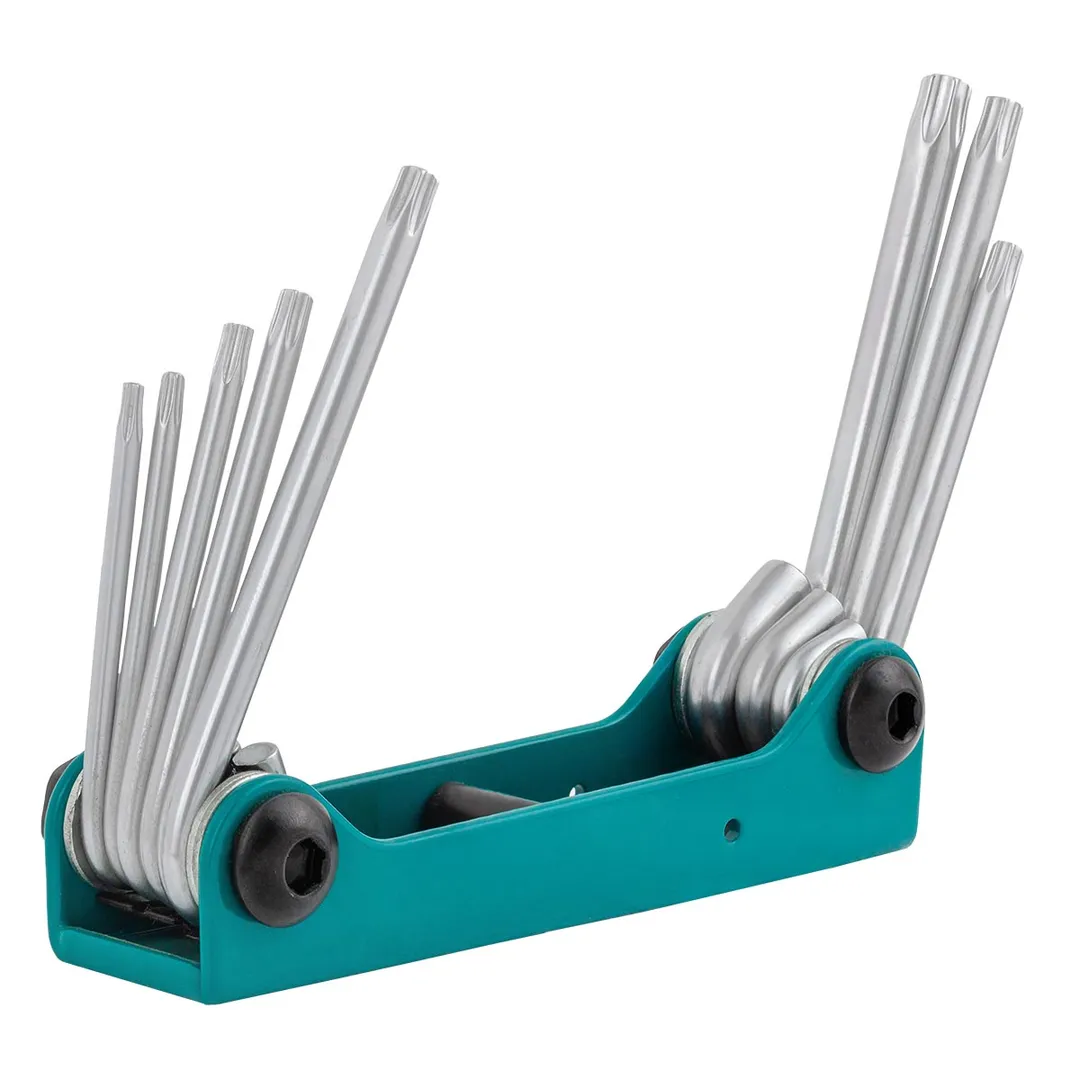 Набор ключей TORX складной, 8пр.(T9, T10, T15, T20, T25, T27, T30, T40 с отверстием)