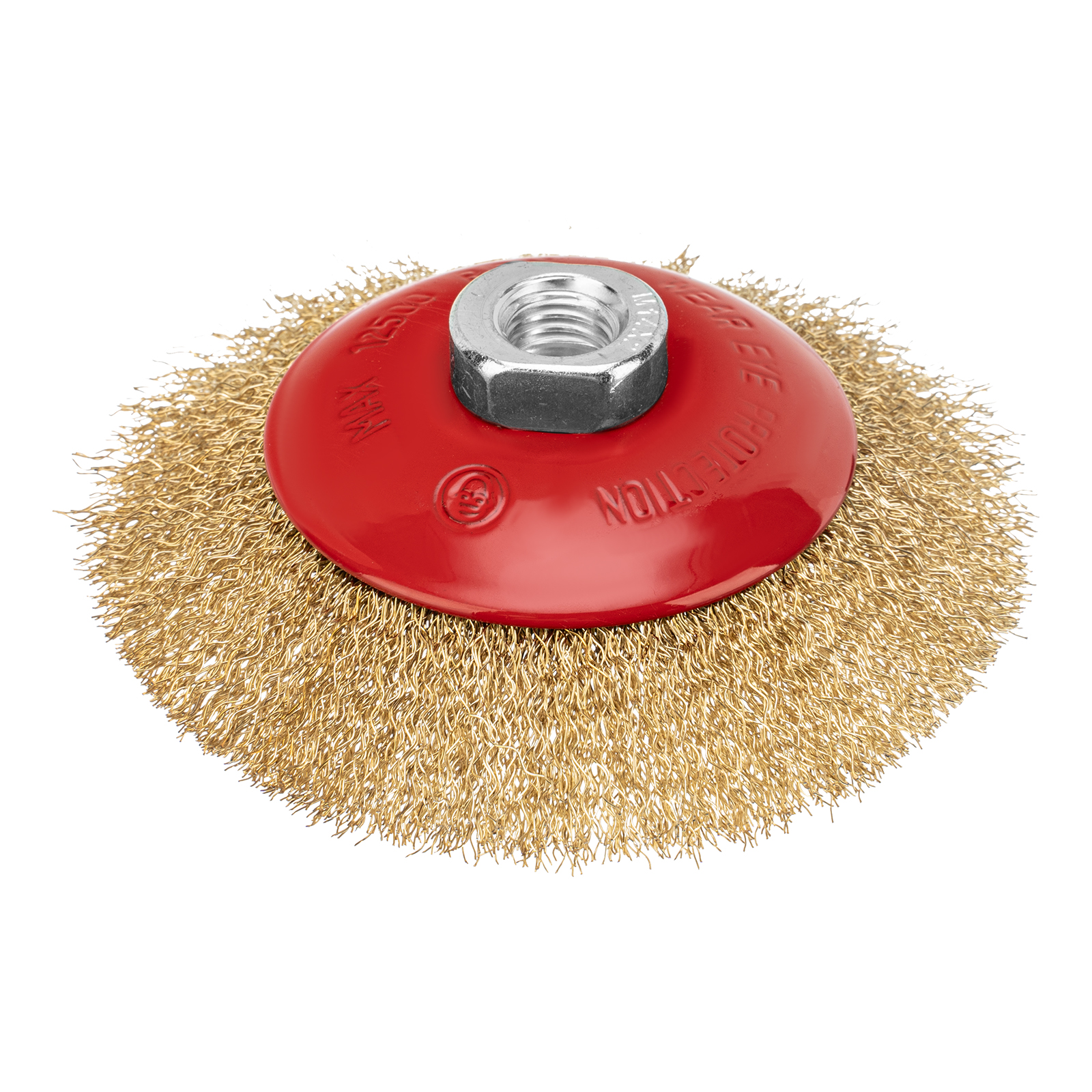 Щетка для УШМ, 115 мм, М14, «тарелка», латунированная витая проволока Matrix