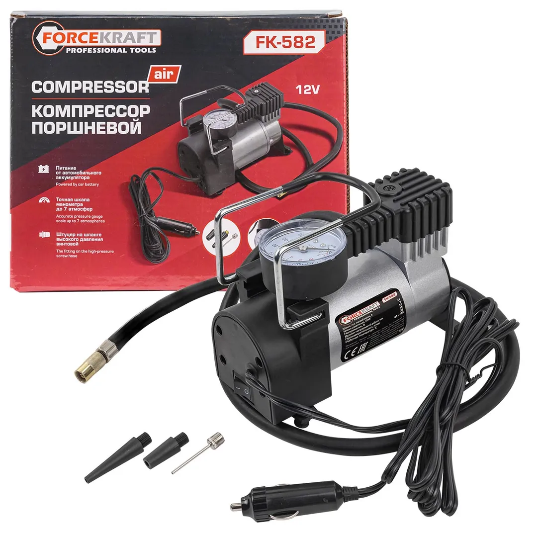 Компрессор поршневой автомобильный FK-582 »FORCEKRAFT»14A 12V