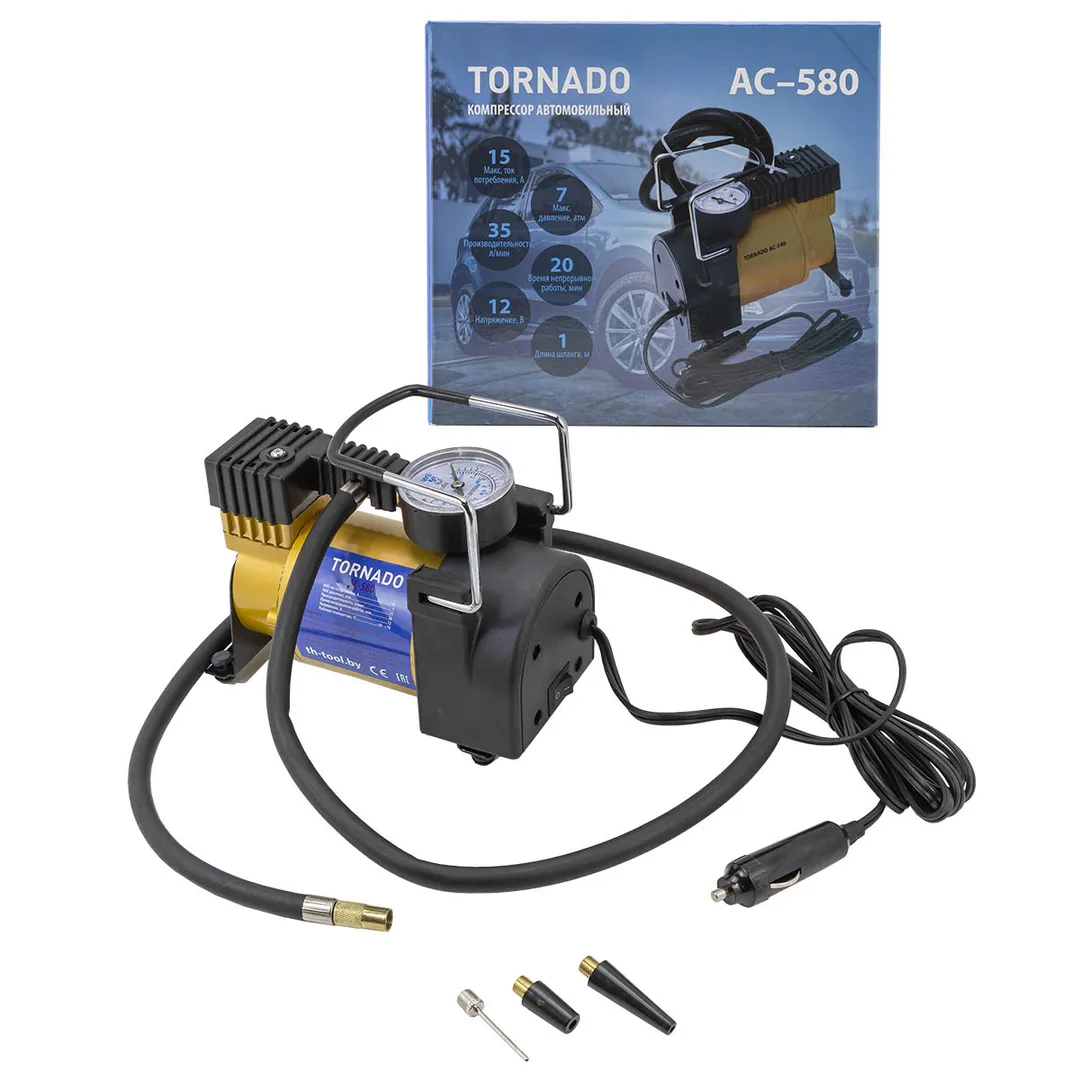 Компрессор поршневой автомобильный AC-580 »TORNADO» 14A 12V