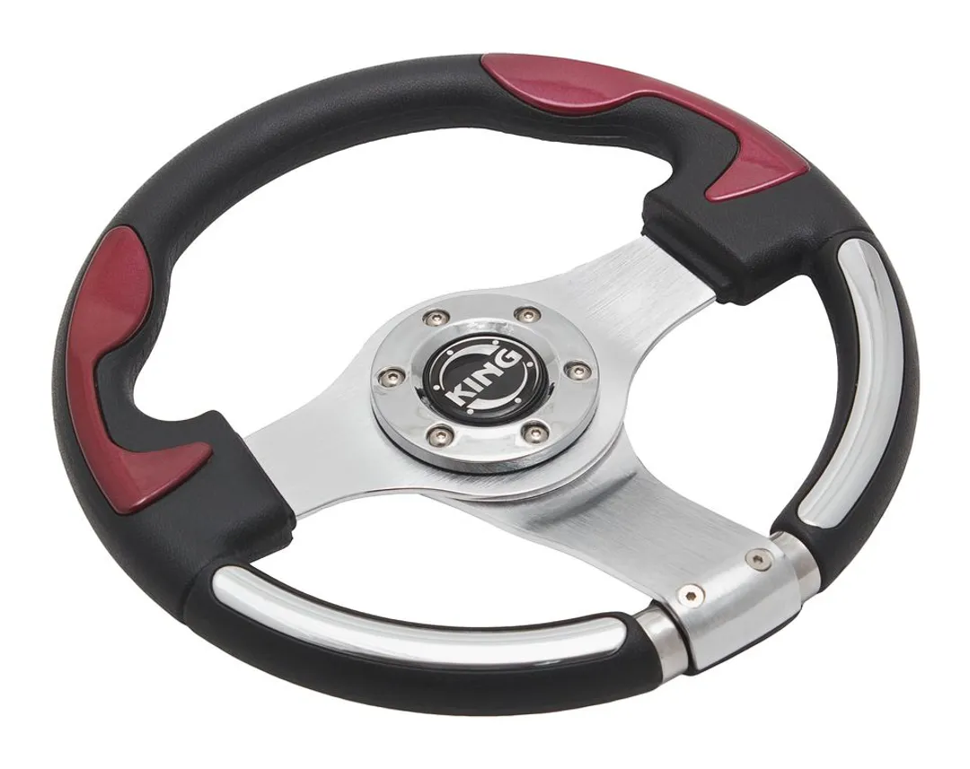 Руль спортивный JY9004L (black/red/chr)