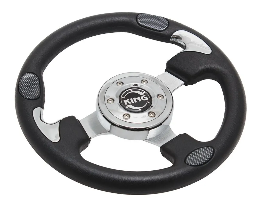 Руль спортивный JY9047H (black/chrome/carb)