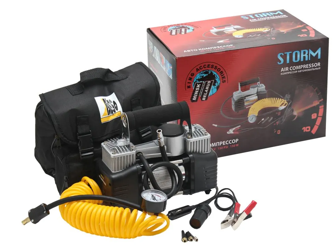 Компрессор FY-002B-B »STORM» 12V с сумкой 30А, 70л/мин