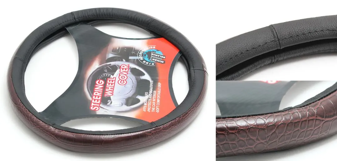 Чехол руля кожа H-8506-M (black/snake) (A)