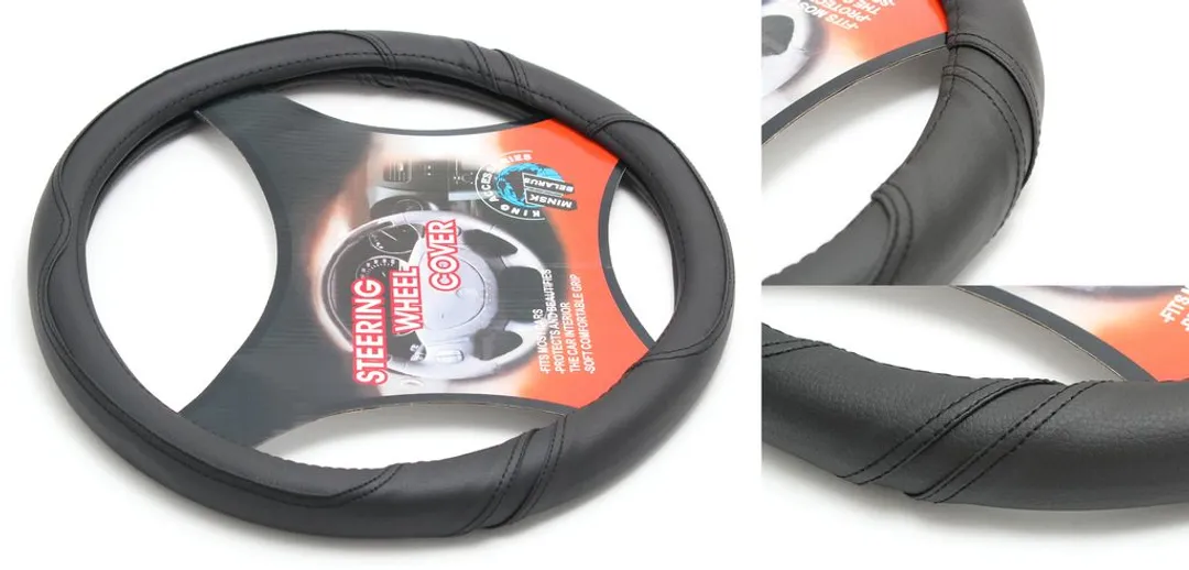 Чехол руля кожа-PU H-8541-M (black) (A)
