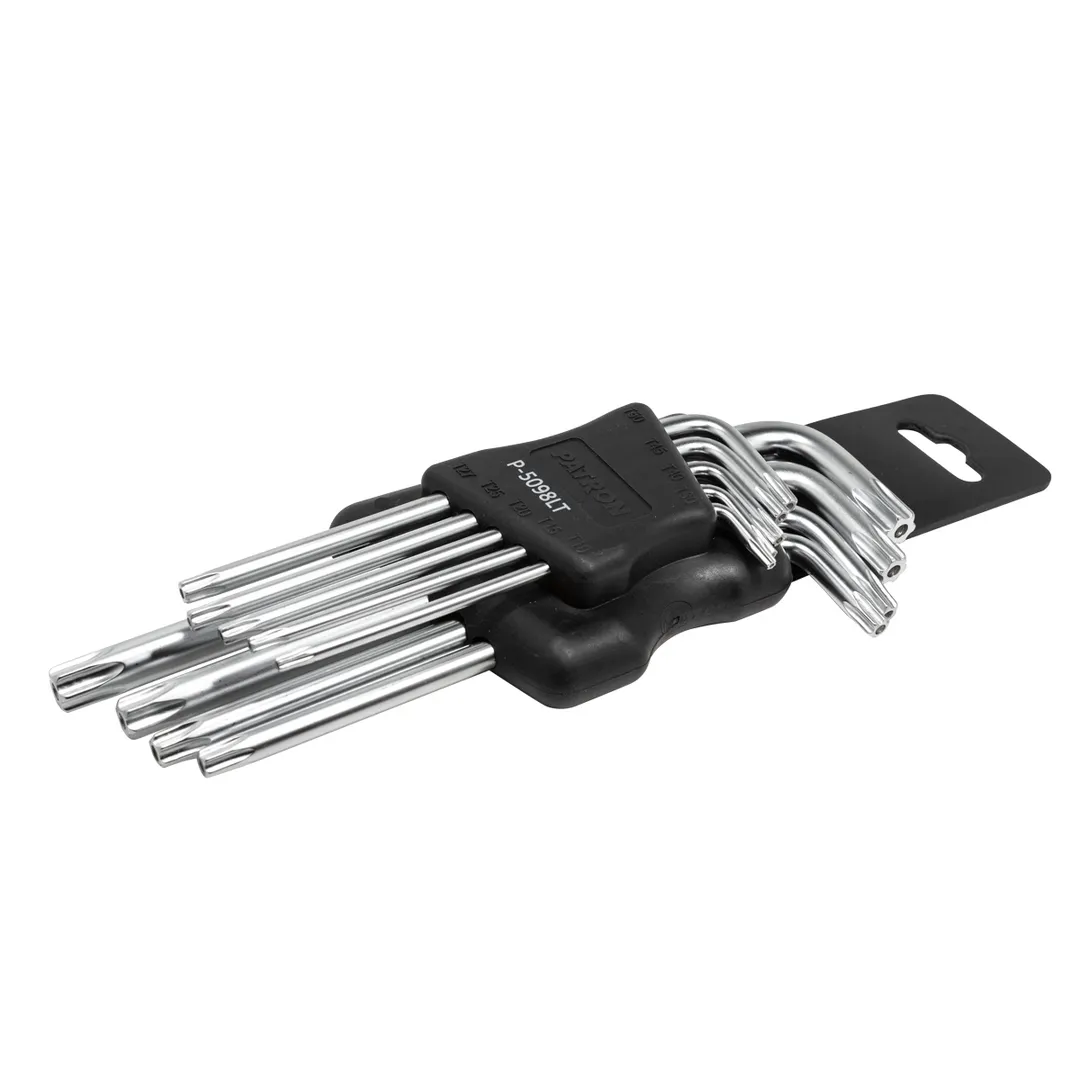 Набор ключей TORX Г-образных длинных, 9пр. (Т10Н, Т15Н, Т20Н, Т25Н,Т27Н, Т30Н, Т40Т, Т45Н,Т50Н с отверстием) в пластиковом держателе