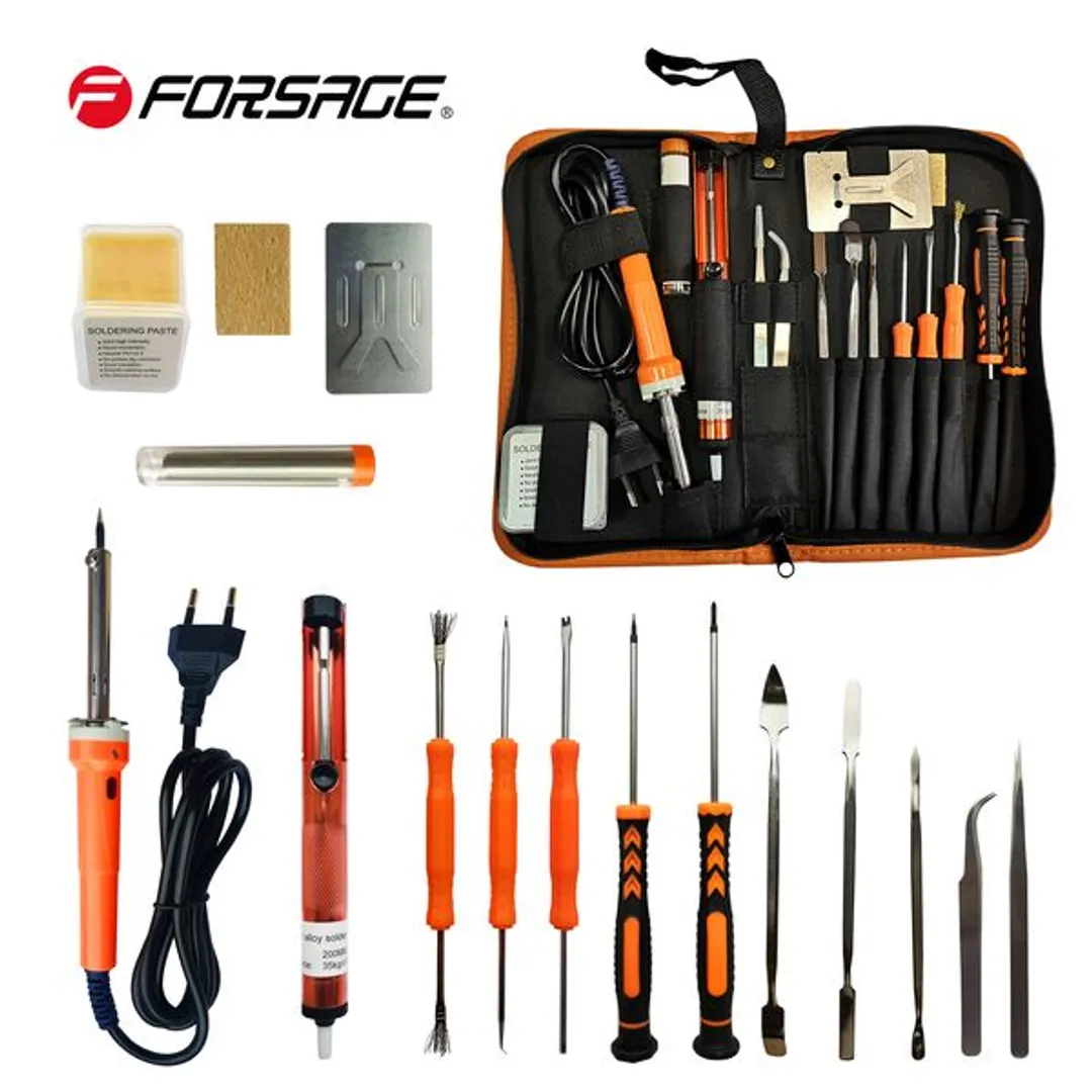 Паяльник электрич.-й с набором инструментов и аксессуаров 17пр(220V,50Hz,60W,пинцет-2шт,крючки-4шт,лопатки-6шт,отвертки-РН000,SL3мм,расходники)в сумке