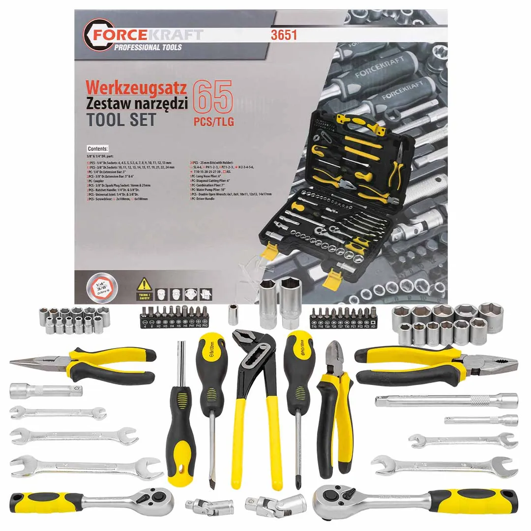 Набор инструментов 65пр. 1/4»3/8»(6гр.)(4-24мм)