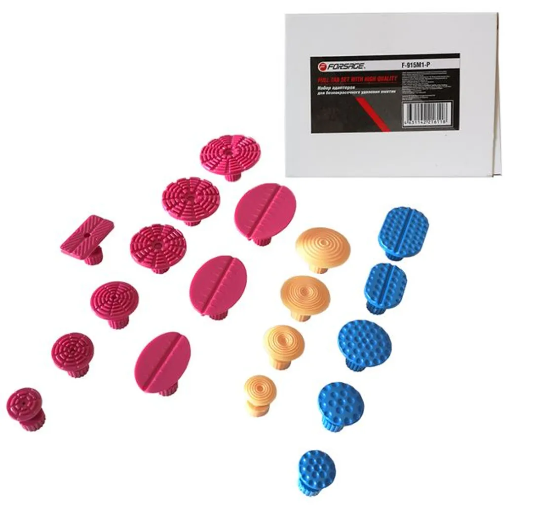 Набор адаптеров пластиковых для беспокрасочного удаления вмятин,19пр.