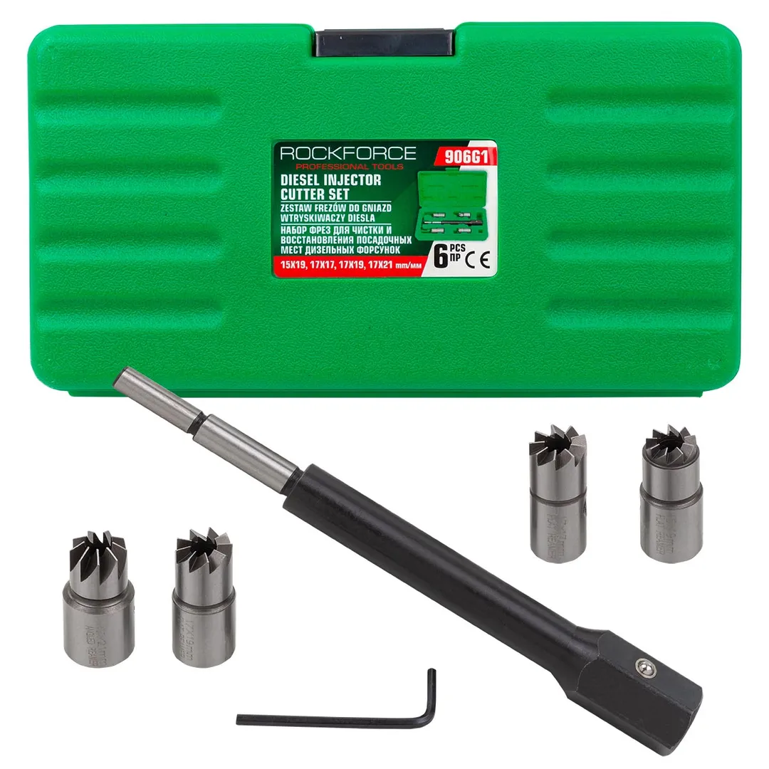 Набор фрез для чистки и восстановления посадочных мест дизельных форсунок 6пр(15х19, 17х17, 17х19, 17х21мм) кейсе