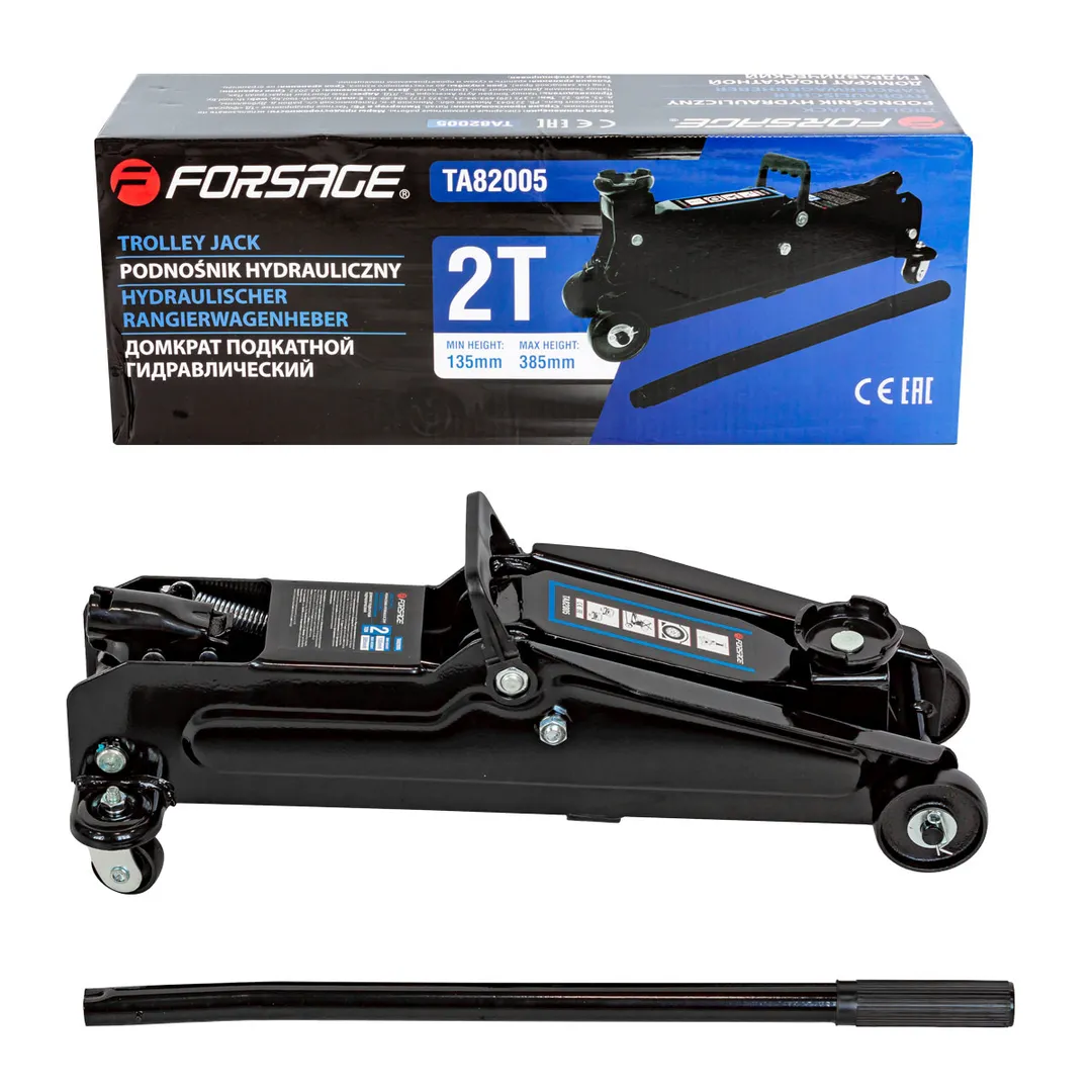 Домкрат подкатной гидравлический 2 т (h min — 135мм, h max — 385мм)