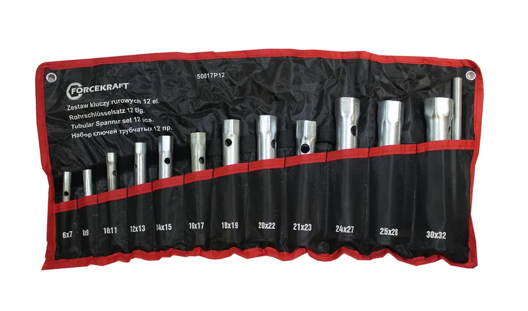 Набор ключей торцевых трубчатых, 12пр.(6х7,8х9,10х11,12х13,14х15,16х17,18х19,20х22,21х23,24х27,25х28,30х32мм),на полотне