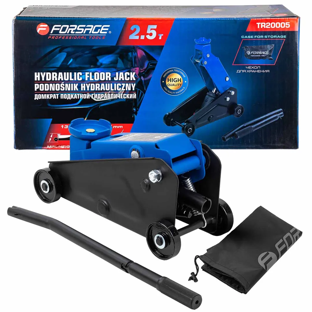 Домкрат подкатной гидравлический 2,5т »Компакт»для кроссоверов и микроавтобусов +чехол для хранения(h min 135мм,h max 395)