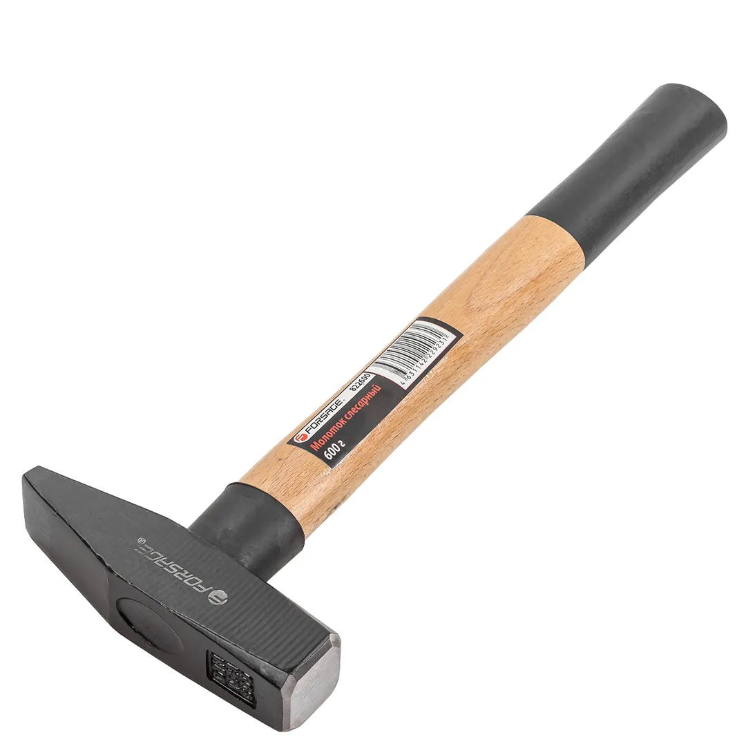 Молоток слесарный с деревянной ручкой и пластиковой защитой у основания (600г)