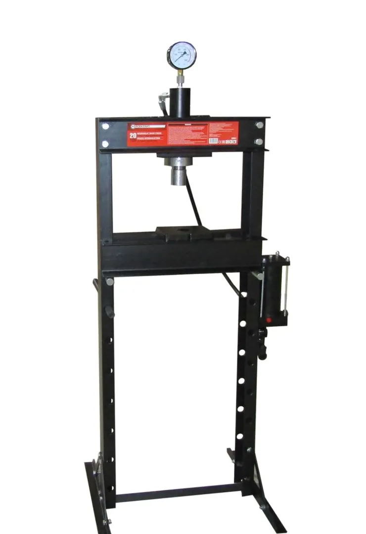 Пресс гидравлический с манометром напольный 20т ручной(рабочая высота:0-1030мм.рабочая ширина-500мм.Рабочий стол:210*500,ход штока 160мм)