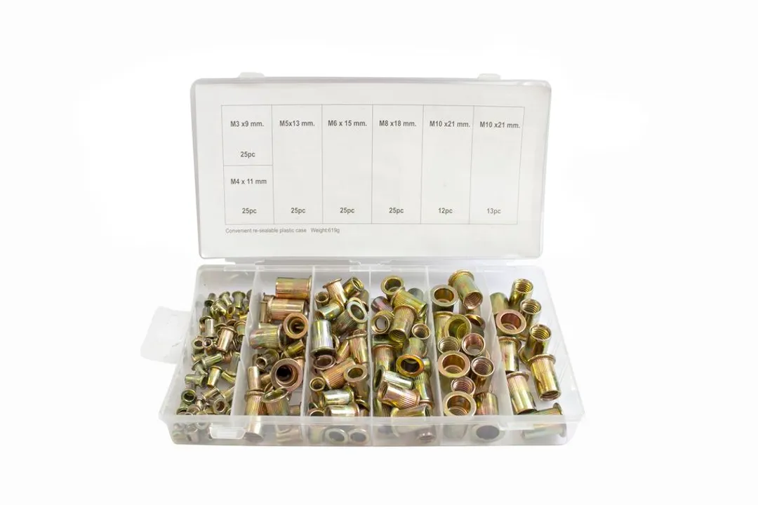 Набор заклепок резьбовых,150 пр.(М3х9мм,М4х11мм,М5х13мм,М6х15мм,М8х18мм,М10х21мм)