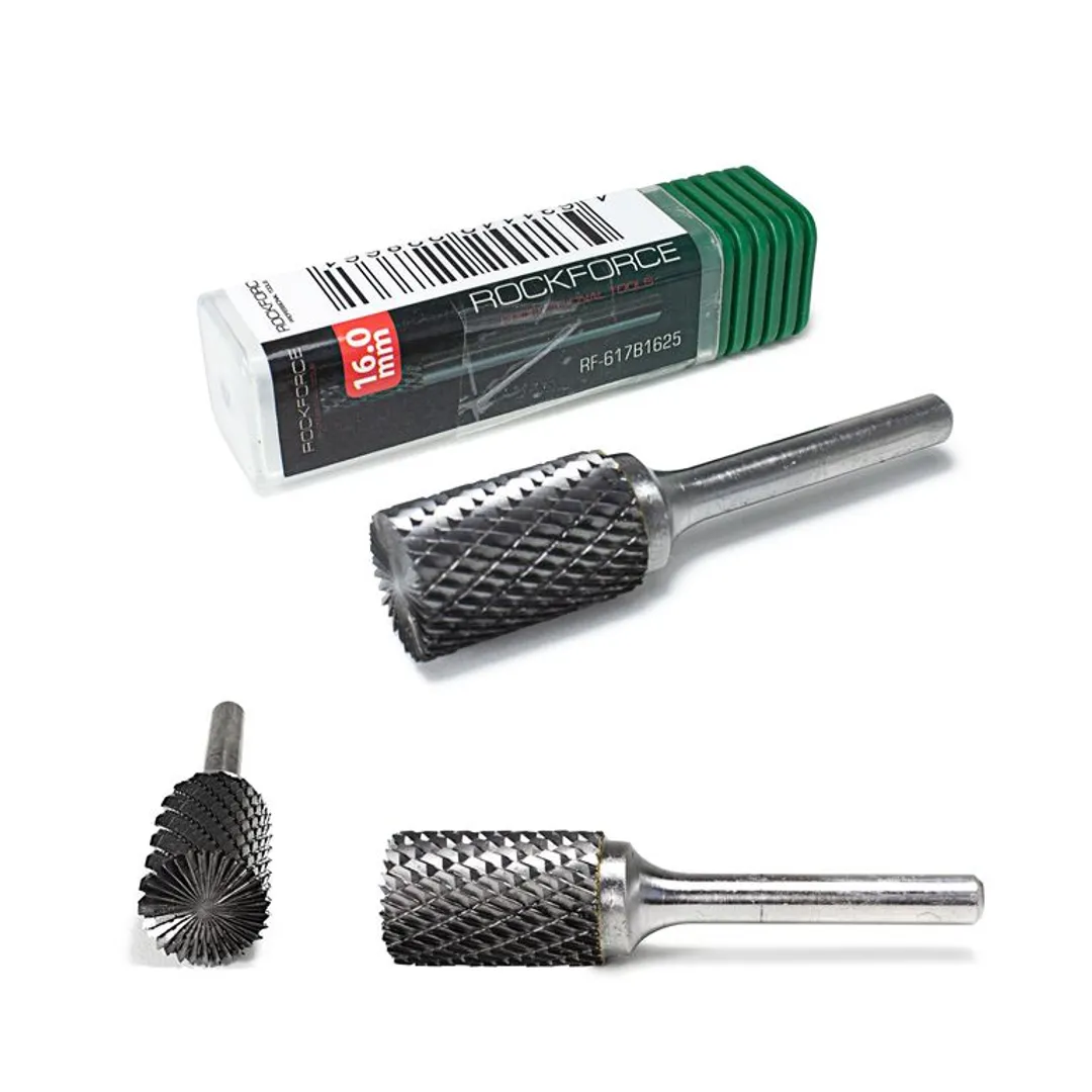 Шарошка цилиндрическая по металлу с торцевой раб. поверхностью(Ø 16мм,Ø хвостовика 6мм),в пластиковом футляре