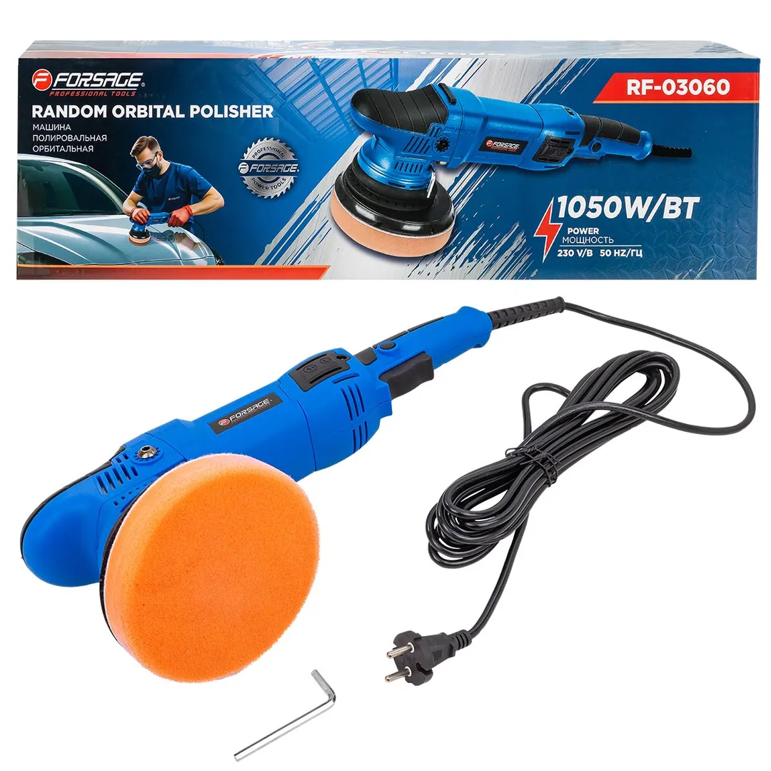 Полировальная машина электрическая эксцентриковая(230V, 1050W, 1400-4800 об/мин, диаметр круга-150мм)