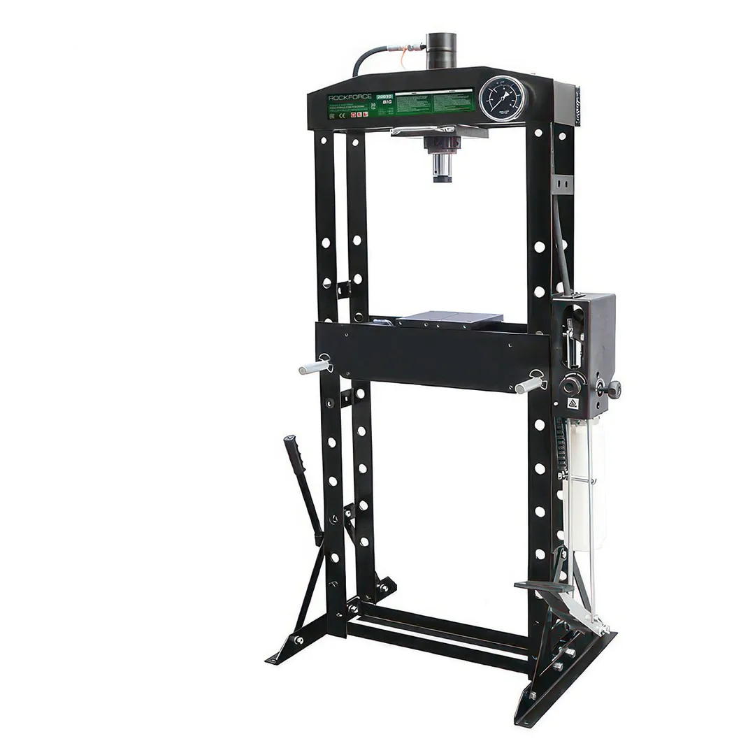 Пресс гидравлический с манометром напольный 20т, ручной/ножной привод (раб. высота:0-895мм, ход штока:190мм)