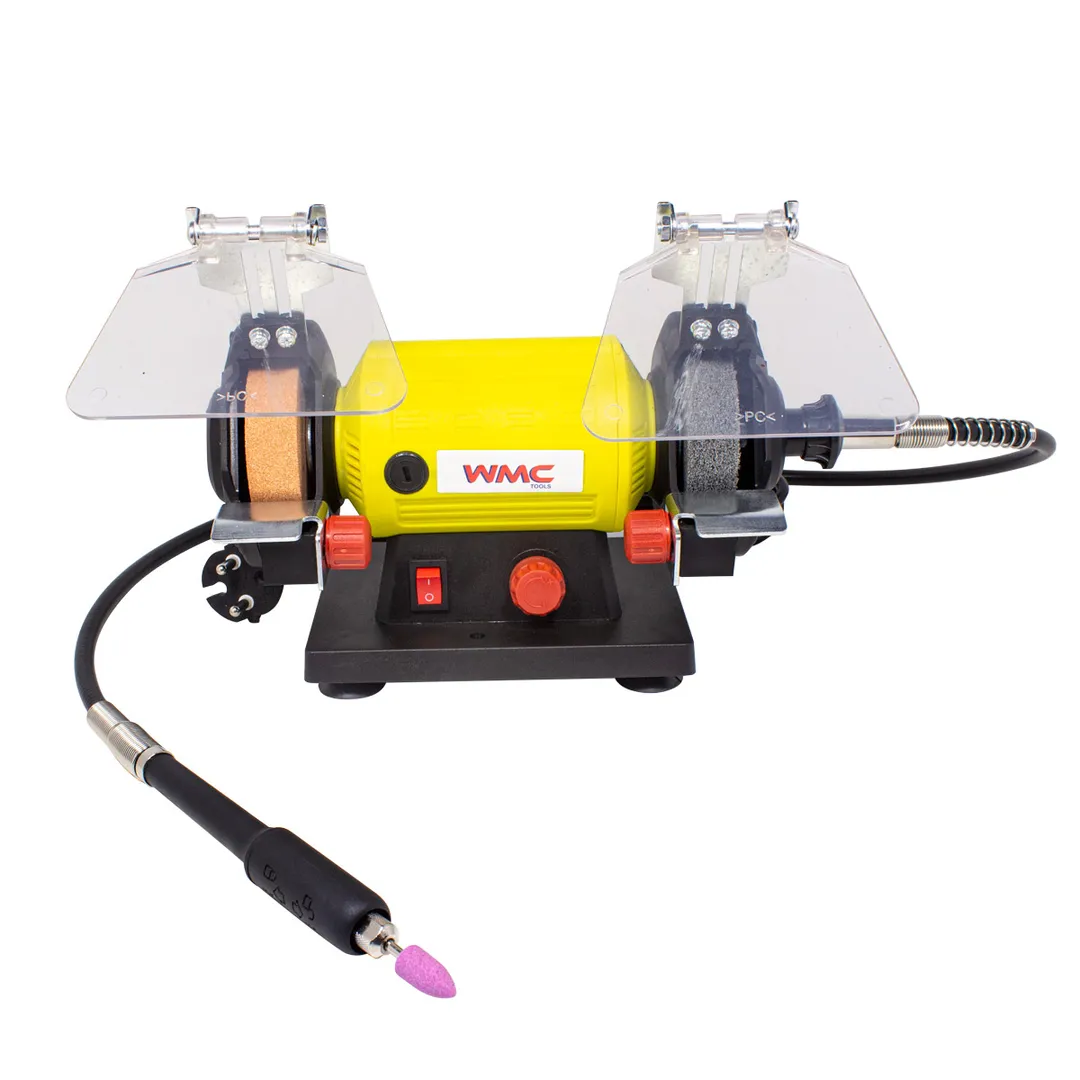 Станок точильно-шлиф-й.+гравер на гибком валу с набором аксессуаров 103пр(220В,50Гц120Вт,0-11000об/мин,круг Ø75хØ10х20мм,дл. вала 1м,цанги 2,2.4,3.2)